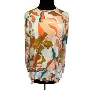 Roxy Women’s Beach Classics Rash Guard – XL – Multicolor Leaf Print